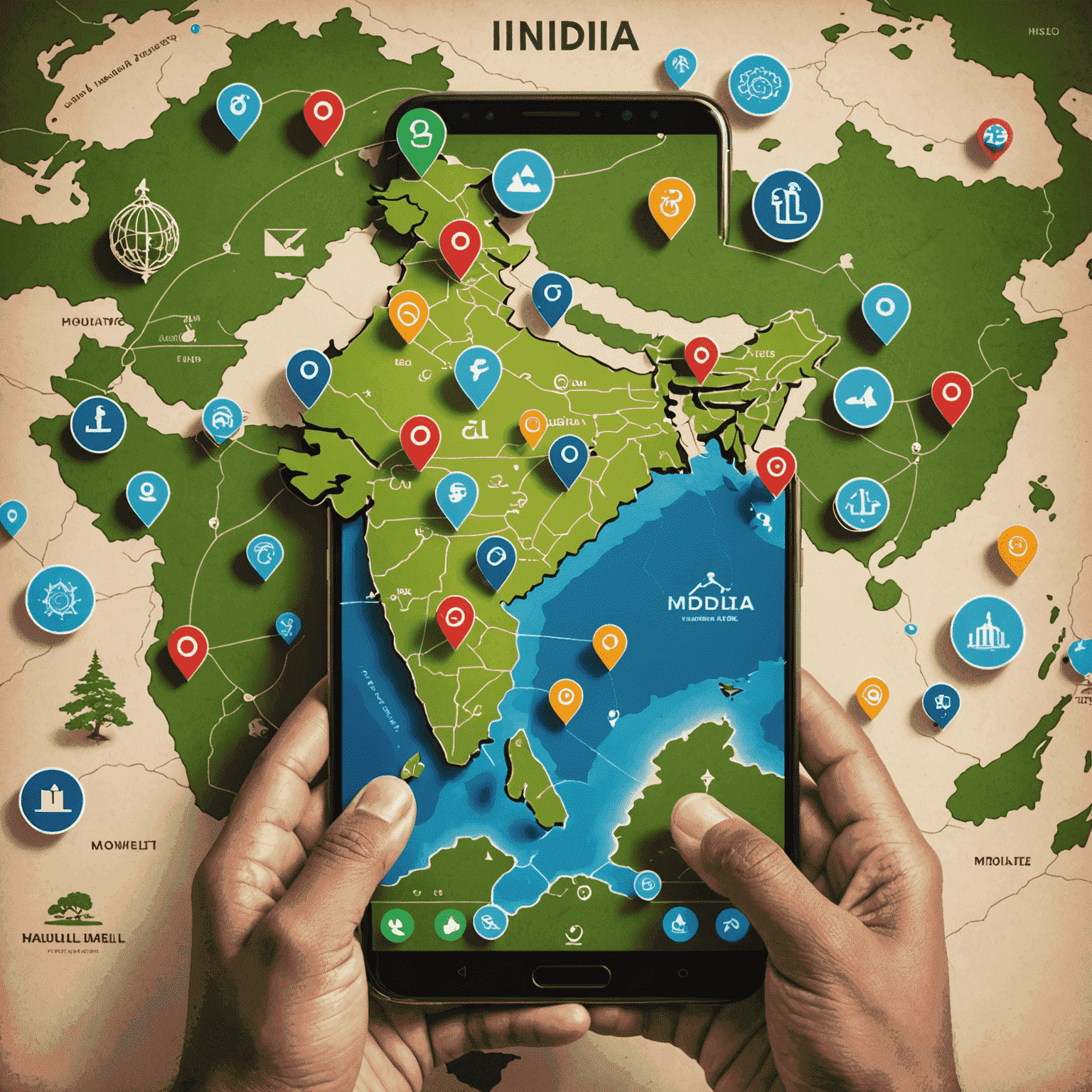 Map of India overlaid with mobile devices and ML symbols, showing the growth potential in the mobile gaming market